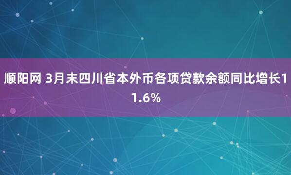 顺阳网 3月末四川省本外币各项贷款余额同比增长11.6%