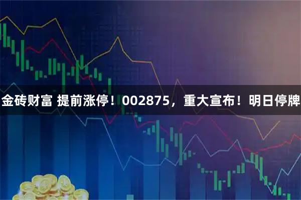 金砖财富 提前涨停！002875，重大宣布！明日停牌